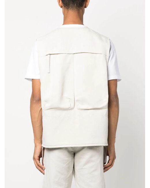 Helmut Lang White Cotton-Linen Cargo Gilet for men