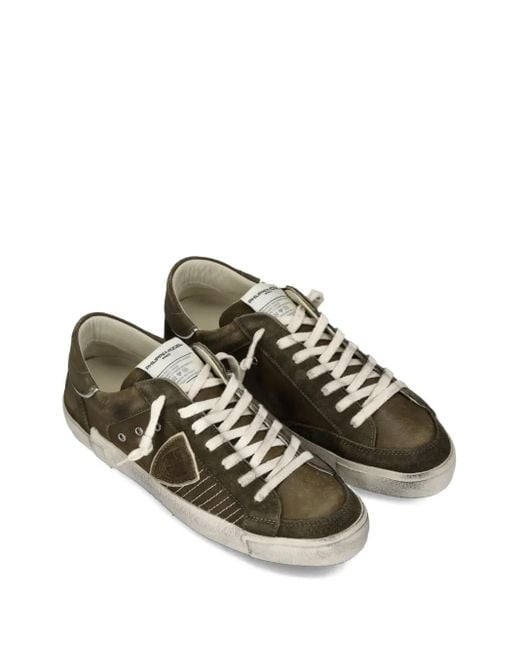 Philippe Model Brown Leather Low-Top Sneakers for men