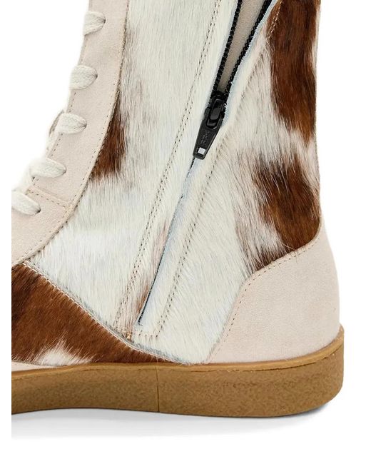 AllSaints Brown Louise Cow-Print Sneakers