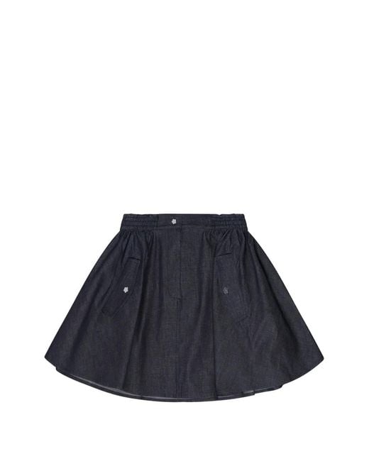 CECILIE BAHNSEN Blue Flower-Button Flared Skirt