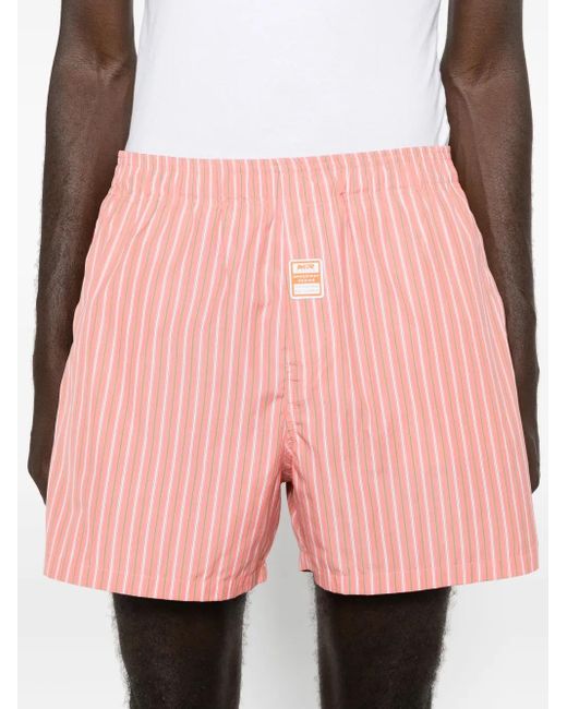 Martine Rose Pink Striped Mid-Rise Deck Shorts for men