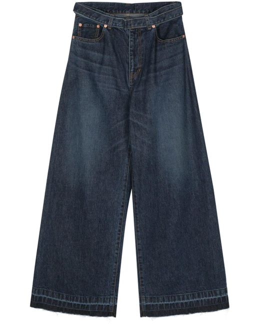 Sacai Blue Belted Wide Jeans