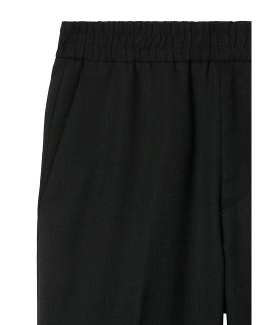 Burberry Black Wool-Blend Straight-Leg Trousers for men