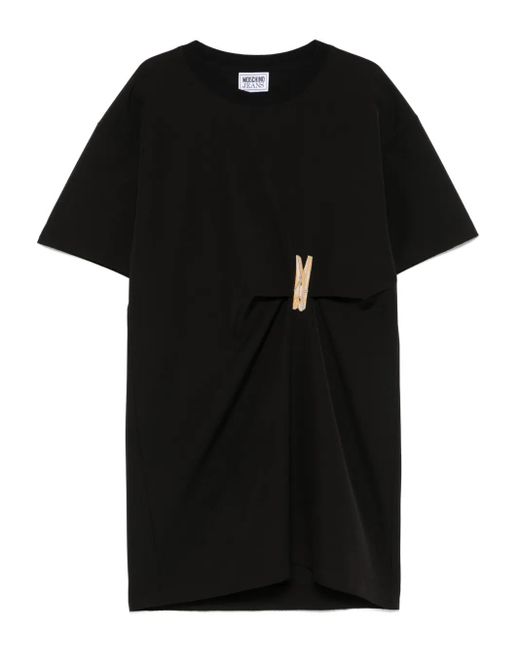 Moschino Black Peg-Patch Midi Dress