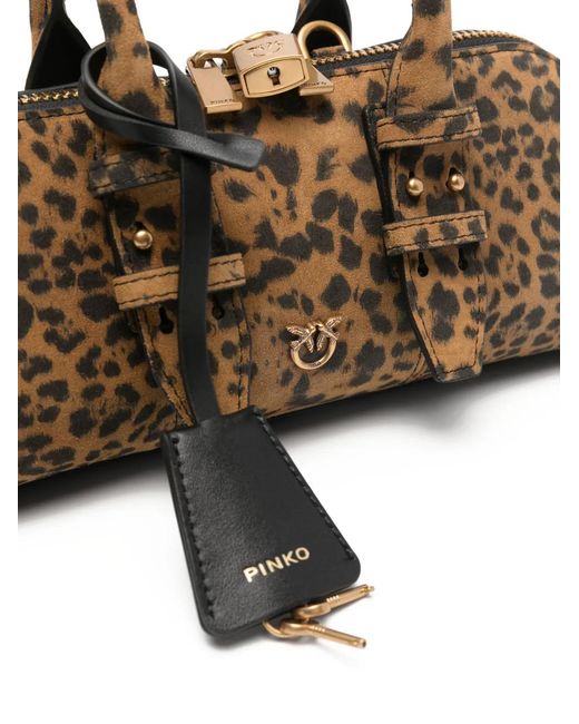 Pinko Brown Leopard-Print Tote Bag