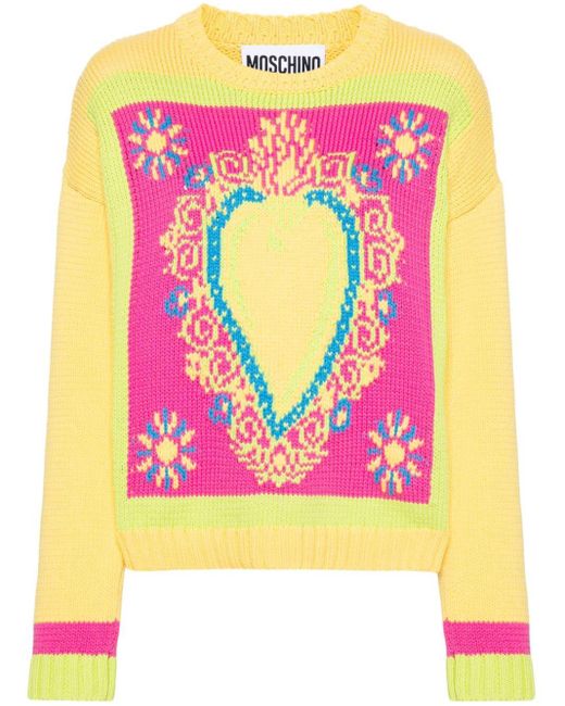 Moschino Pink Intarsia-knit Jumper