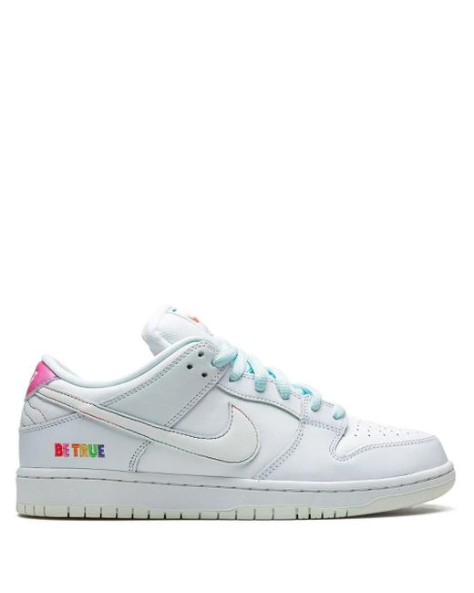 Nike White Sb Dunk Low Pro "Be True" Sneakers
