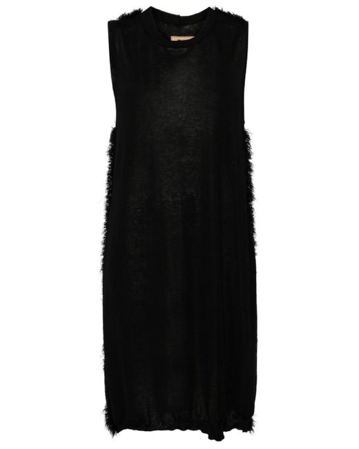 Uma Wang Frayed Sleeveless Minidress Black