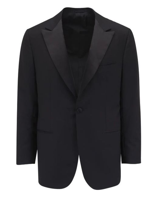 Kiton Black Satin-Trim Blazer for men