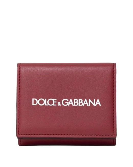 Dolce & Gabbana Red Logo-Print Tri-Fold Wallet for men