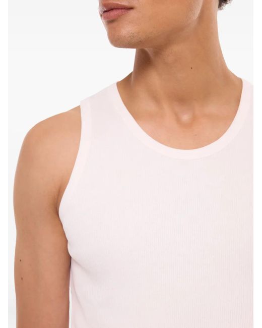 Fursac Pink Ribbed Cotton Vest for men