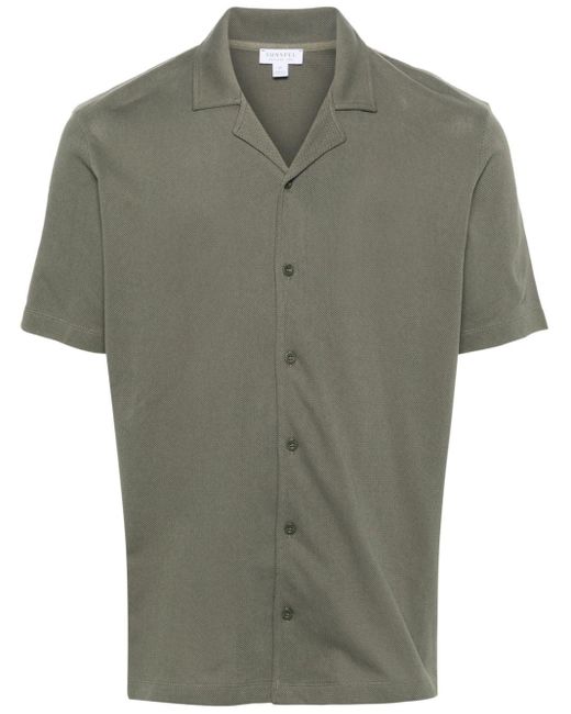 Sunspel Green Cotton Piqué-weave Shirt for men