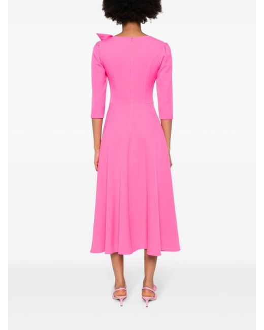 Nissa Pink Bow-embellished Midi Dress