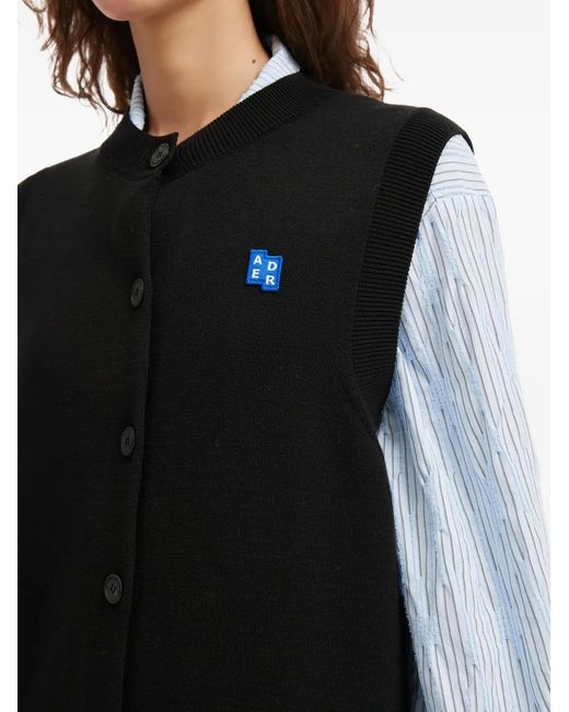 Adererror Black Button Embroidered Vest