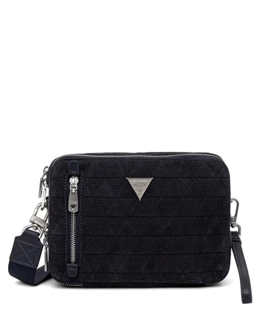 Guess Black Torino Geometric-Quilted Shoulder Bag for men