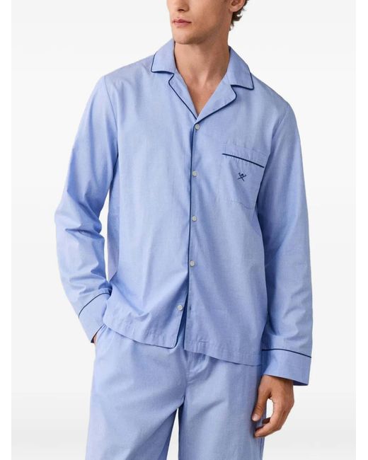 Hackett Blue Ensemble De Pyjama À Logo Brodé Et Finitions Passepoilées for men