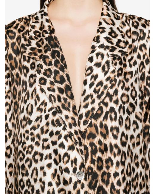 La Prestic Ouiston Natural Leopard-Print Single-Breasted Blazer