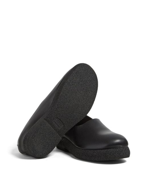 Zegna Black Slip-on Leather Loafers for men