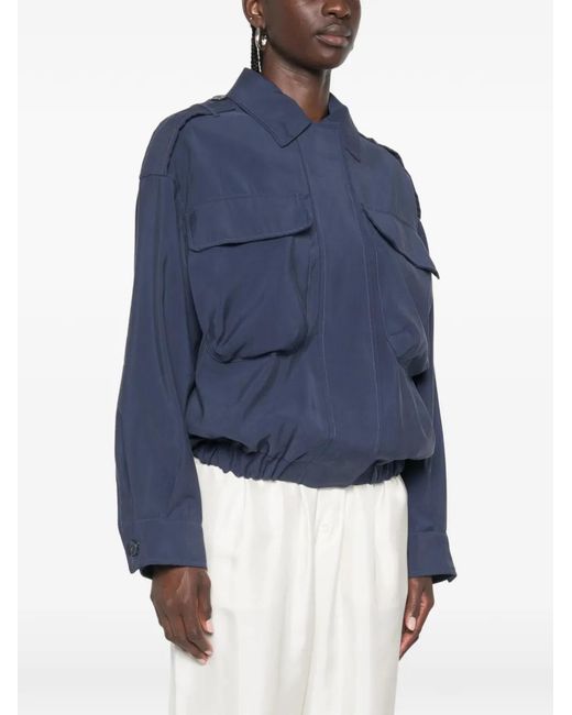 ViCOLO Blue Elasticated-Hem Jacket