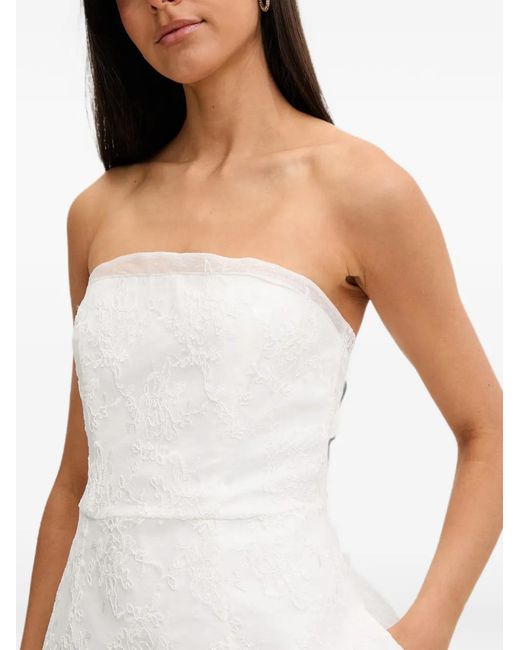 Bardot White Franca Hourgrass-Shaped Lace Strapless Mini Dress