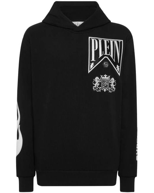 Philipp Plein Black Flame Racing Hoodie for men