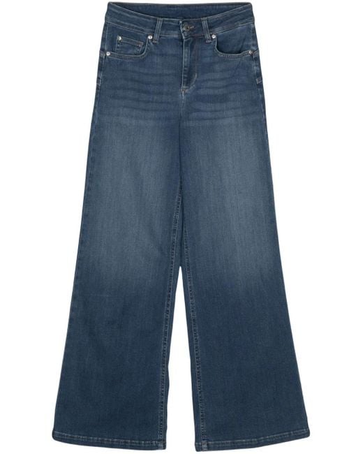 Liu Jo Blue Logo-Patch Flared Jeans