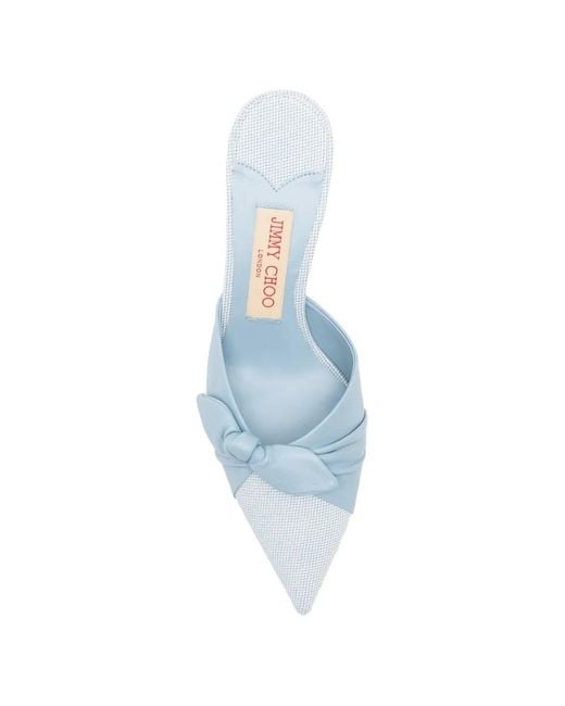 Jimmy Choo White Knot-Detail Pointed-Toe Mules