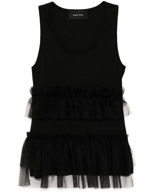 Simone Rocha Black Tutu-Hem Tank Top