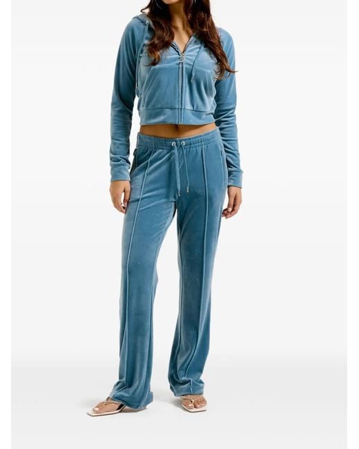Juicy Couture Blue Diamanté Velour Hoodie