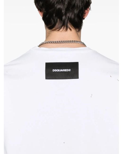 DSquared² White Logo-Patch T-Shirt for men