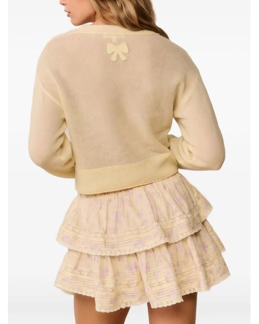 LoveShackFancy Natural Lawrence Bow-Patch Cashmere Cardigan