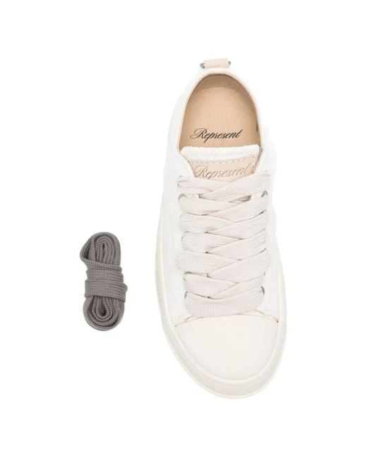 Represent White Logo-Embossed Sneakers
