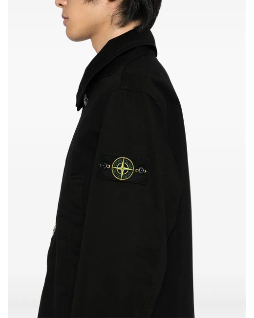 Stone Island Capospalla Lungo Jas in het Black voor heren