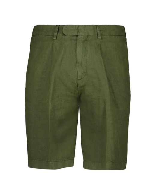 Boglioli Green Linen Bermuda Shorts for men