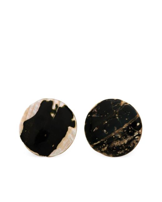 Saint Laurent Black Shelle Circular-design Earrings