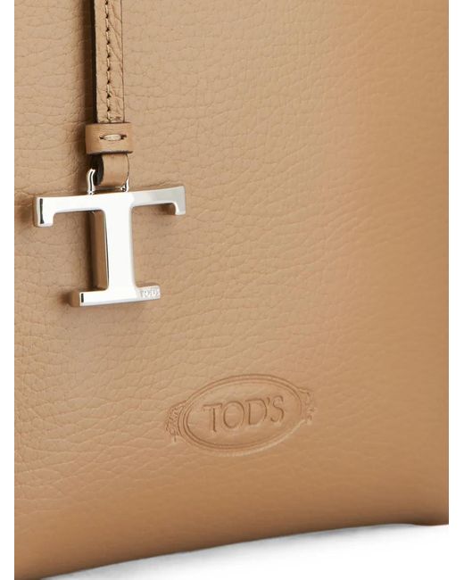Tod's Natural T Timeless Pebbled-Leather Tote Bag