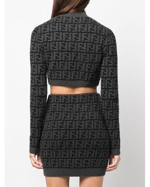 Fendi Black Ff Jacquard Cashmere Sweater