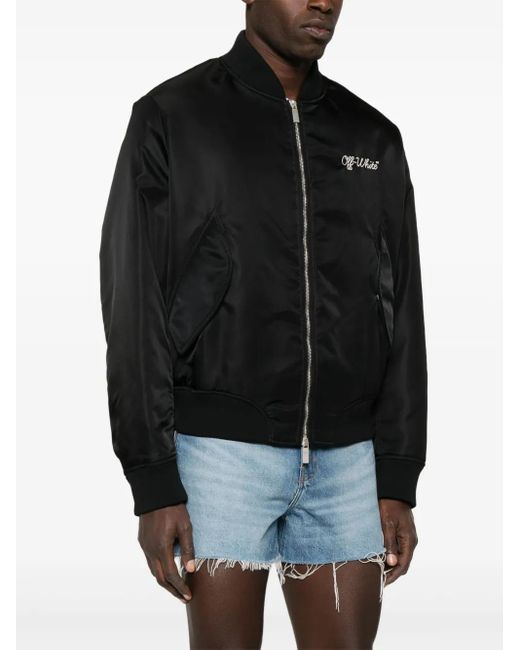 Off-White c/o Virgil Abloh Black Script Nyl Bomber Jacket for men