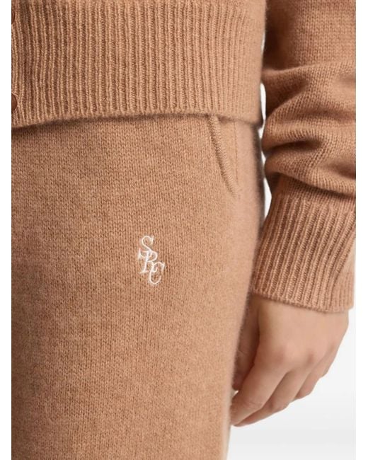 Sporty & Rich Brown Embroidered Trousers