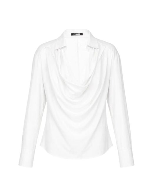Club21 Collection White Juliette Cowl-Neck Top