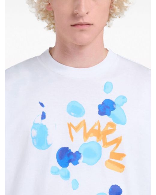 T-shirt en coton à logo imprimé Marni pour homme en coloris White