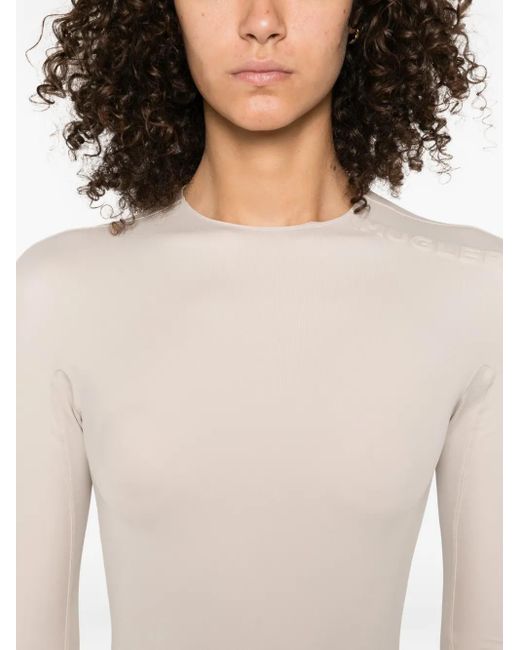 Mugler White Long-Sleeve Thumb-Holes Bodysuit