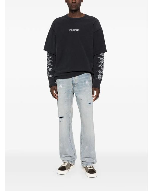 Purple Brand Blue Distressed-Effect Denim Jeans for men