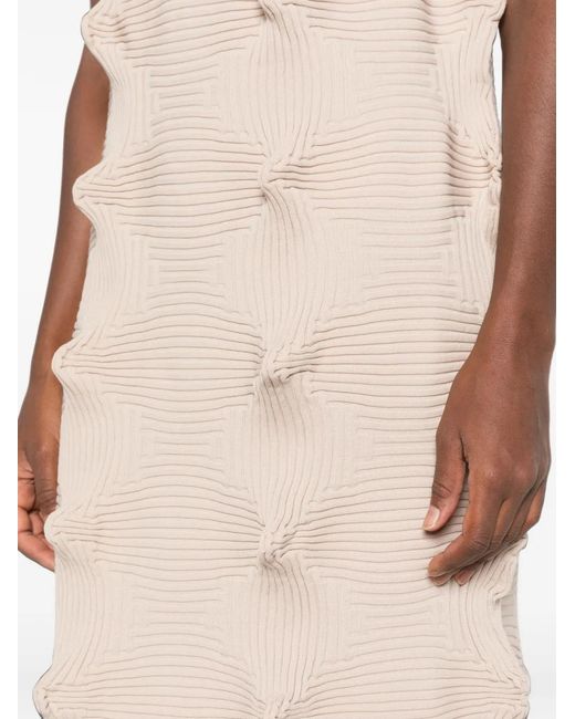 Issey Miyake Natural Textured Pleated Dress