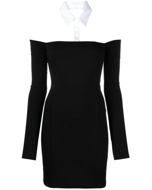 Patrizia Pepe Black Detachable-collar Sheath Mini Dress
