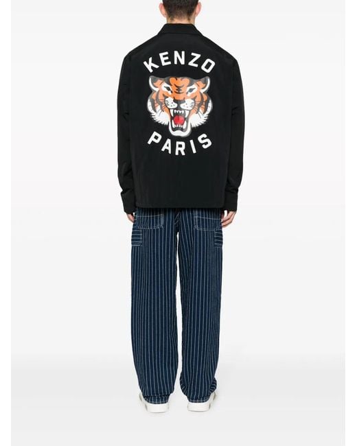 KENZO Black Waterproof Jacket With Print for men