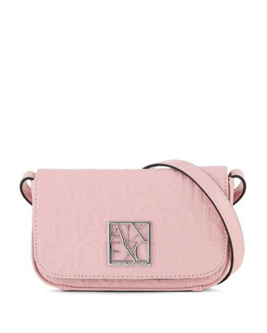 Armani Exchange Pink Logo-embossed Crossbody Bag