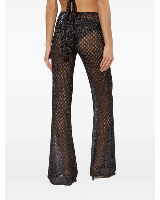 Missoni Black Metallic-Effect Open-Knit Trousers