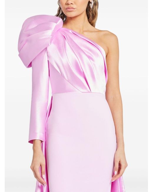 Solace London Pink Malia One-shoulder Gown