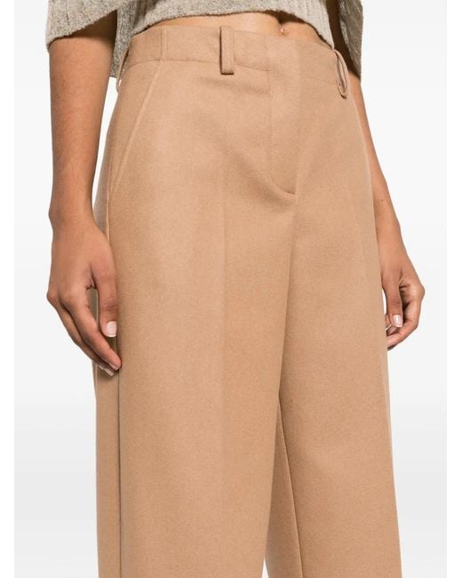 Erika Cavallini Semi Couture Natural Pressed-Crease Gabardine Trousers